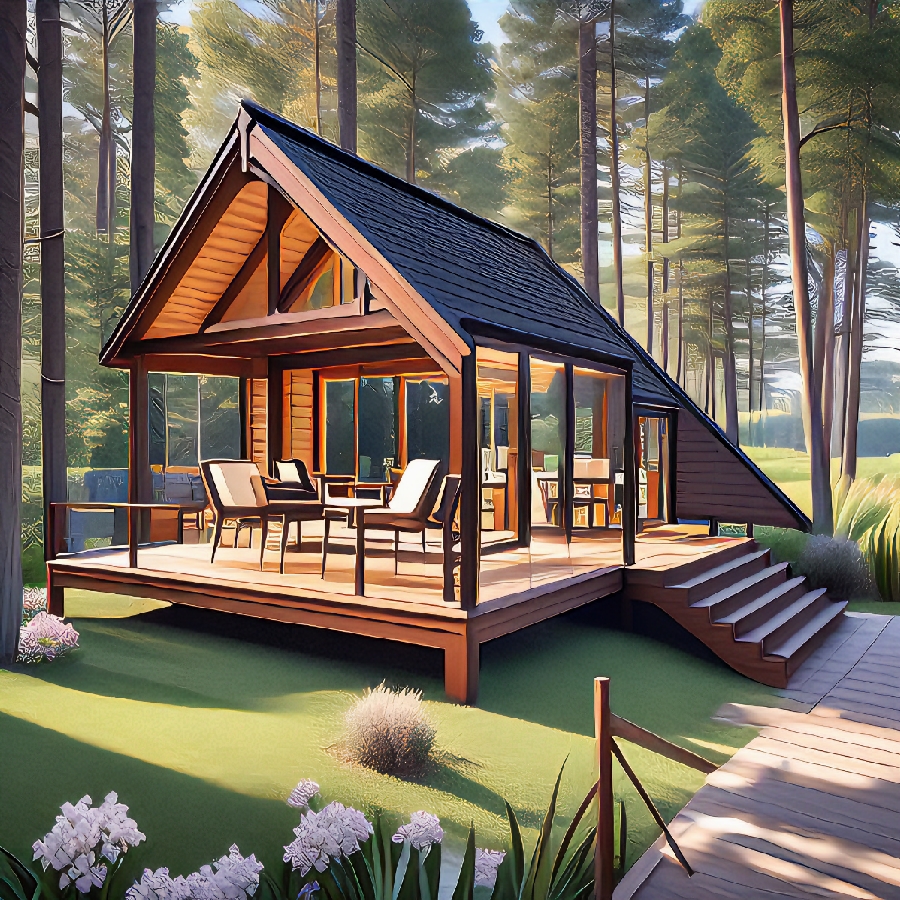 自然中的小型A字框架房屋模型-7