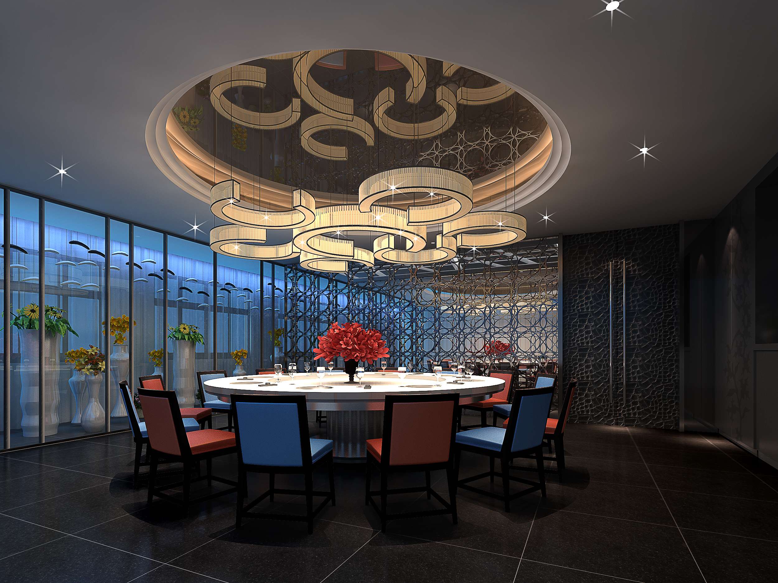 餐厅设计效果图中餐厅餐厅包间包房小吃店面馆工业主题餐厅-9-35