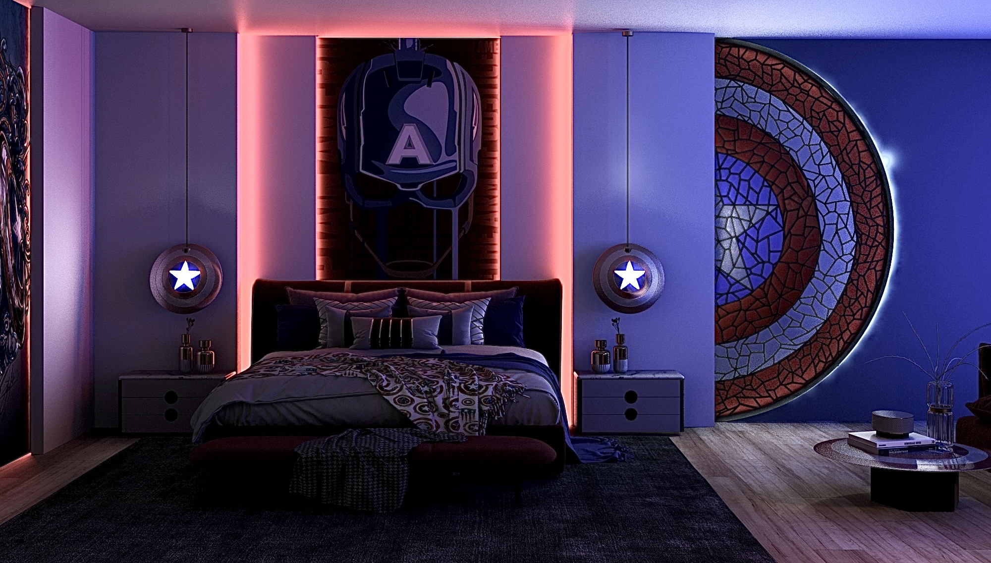 Captain America hotel bedroom-5