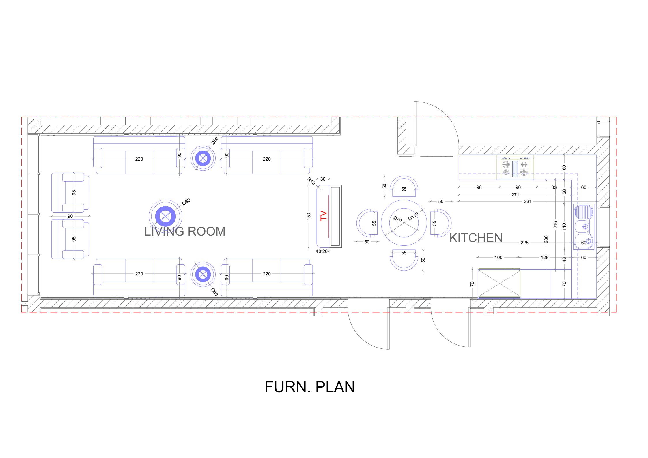 VILLA LIVING AREA WITH KITCHEN - SHOP DRAWING-1