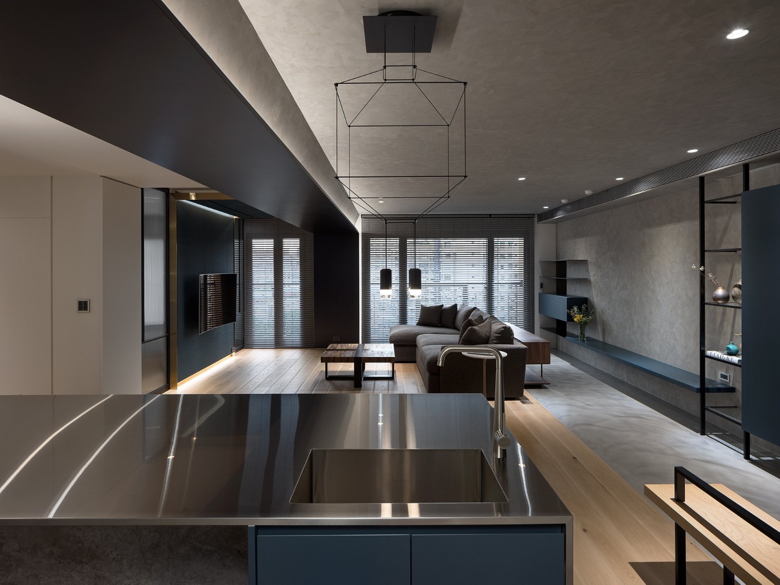 L宅--现代简约灰色调原木风  宇椽室内设计-7