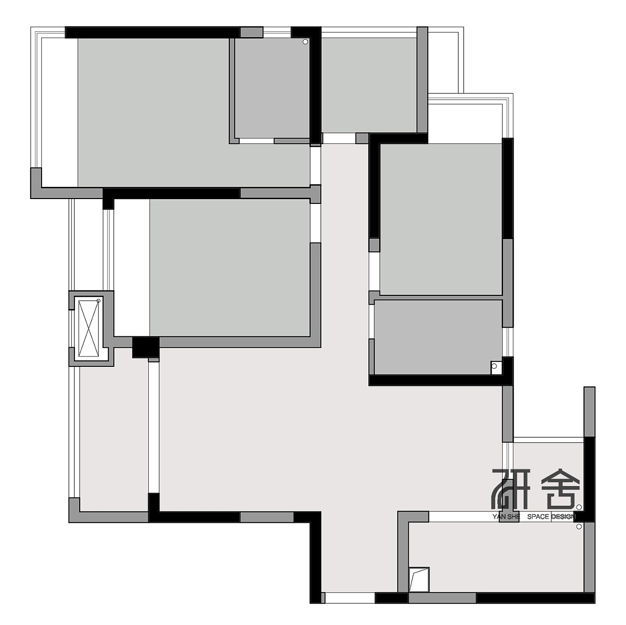 黑白灰调的现代单身公寓设计丨露露-12