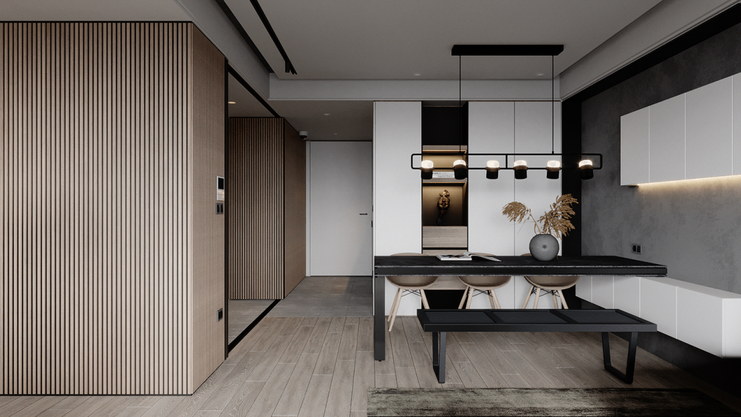 小户型一居室的灰色与木格栅-6