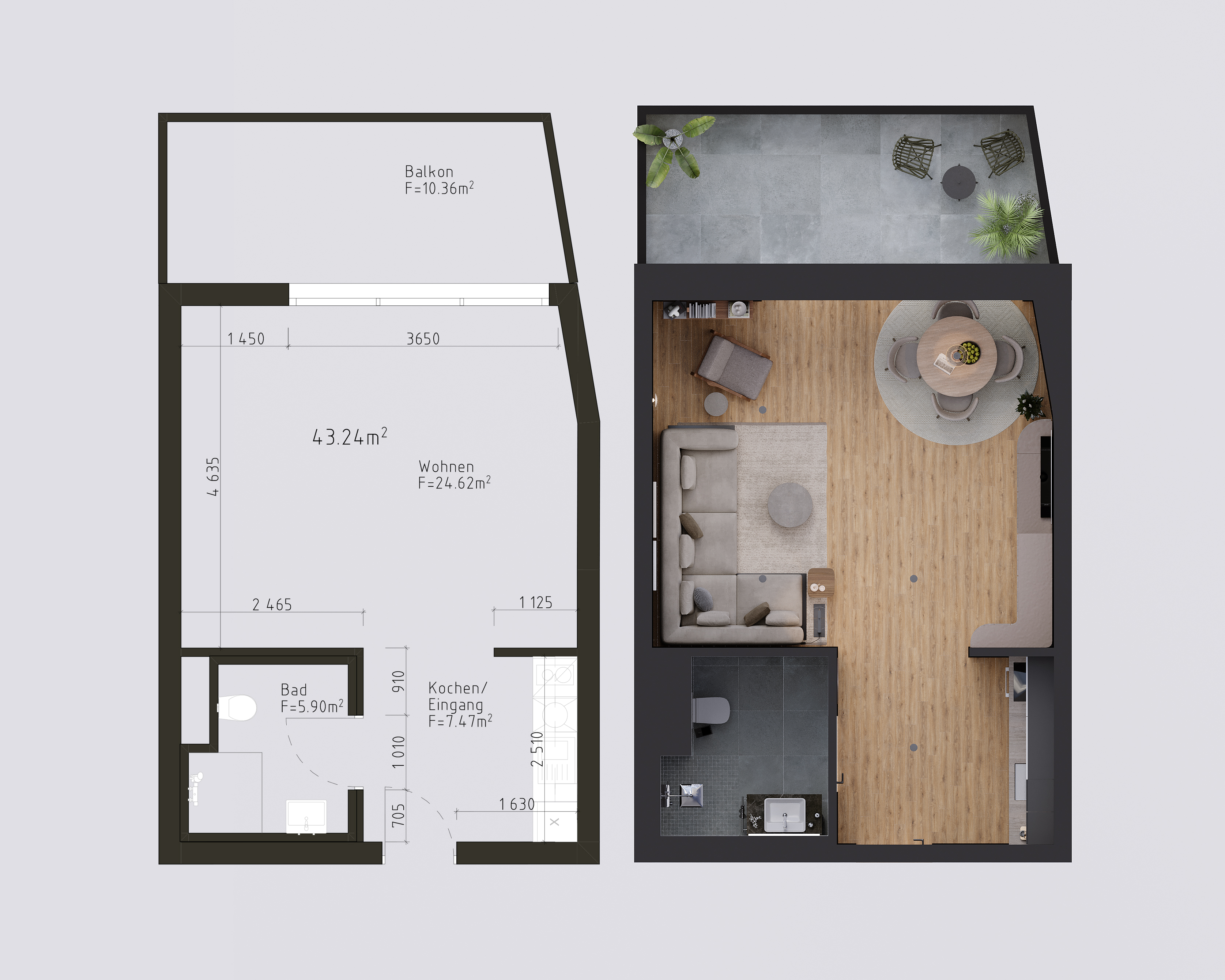 Design project for 1-room apartment for Heimdall GmbH-6