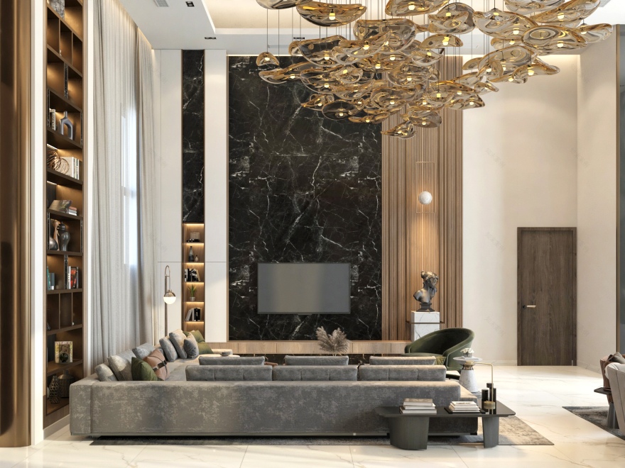 现代奢华家庭客厅设计丨沙特阿拉伯-10