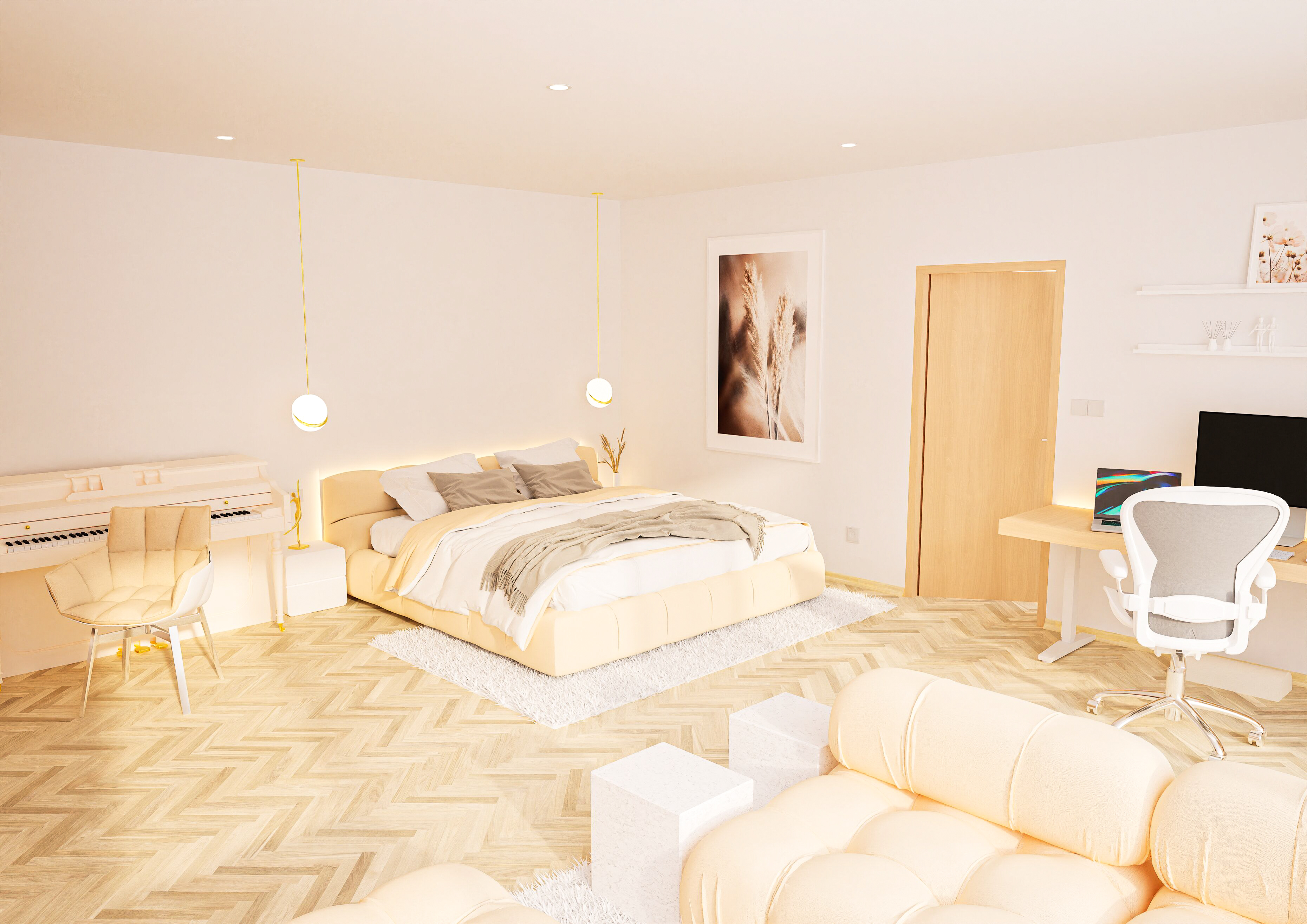 宁静卧室与办公室-1