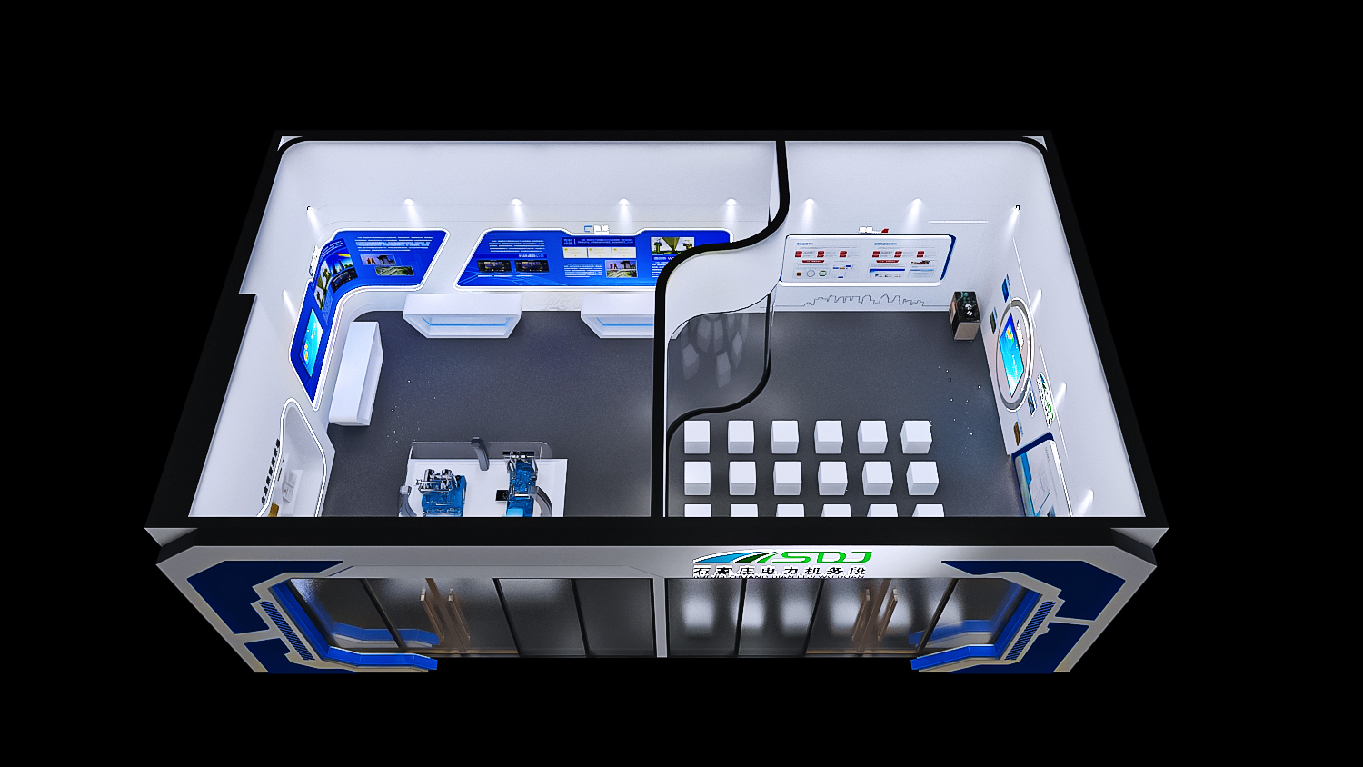 电力机务段设备展示厅设计3D效果图-0