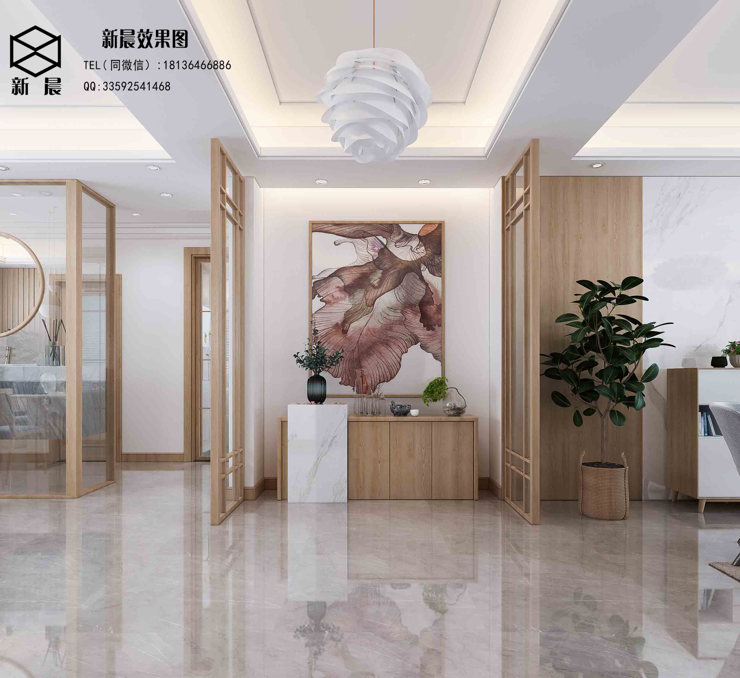 日式风玄关客餐厅设计 自然禅意与现代美学的完美融合-22