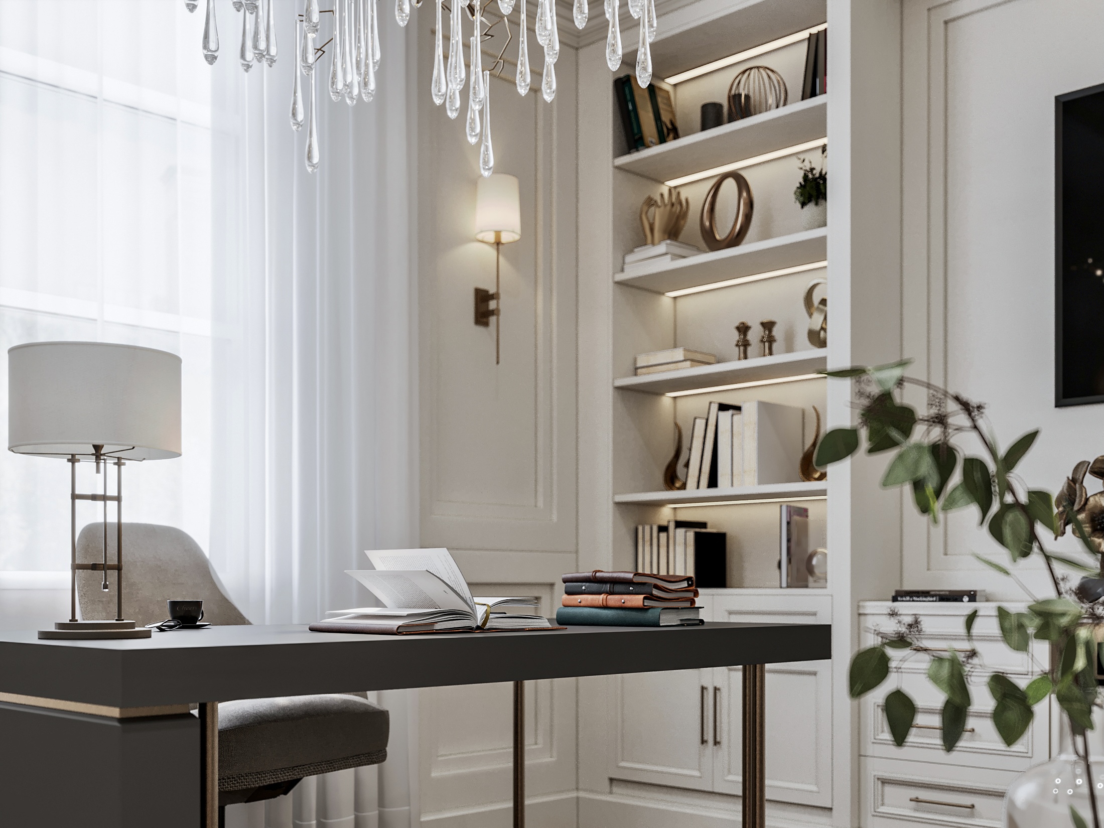 Neoclassic living-room and Home office-7