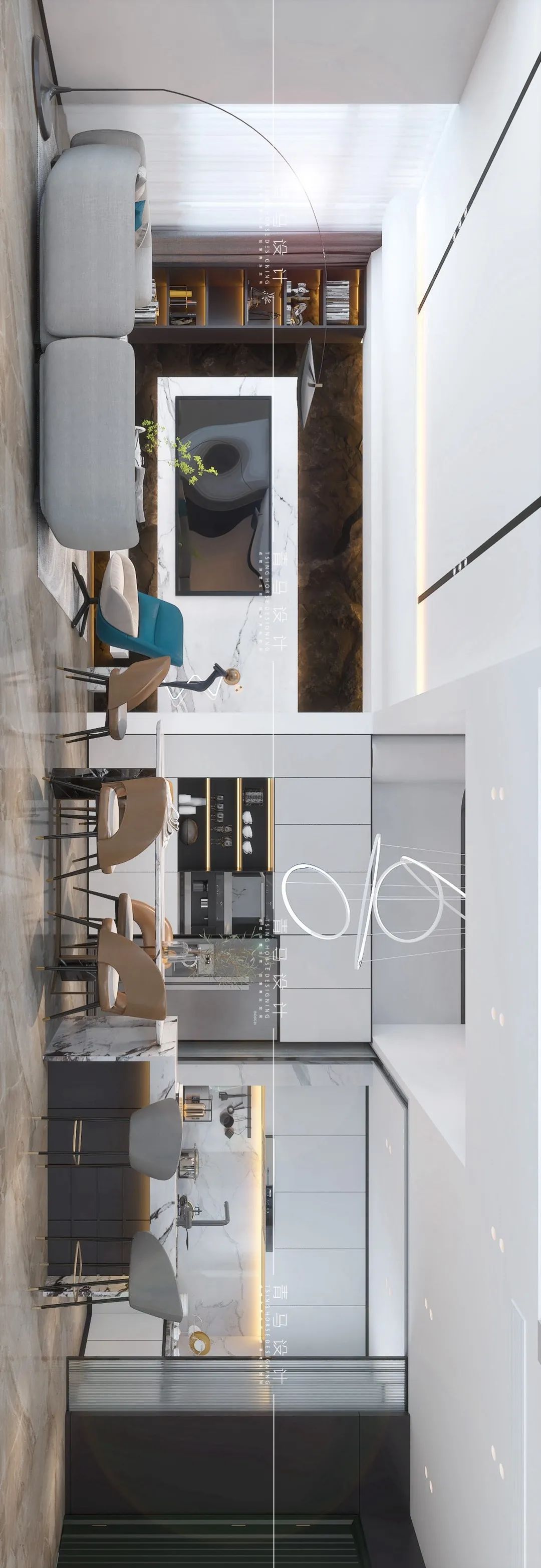 河与墅·王清玉设计·现代简约·200㎡中叠丨青马别墅空间设计-50