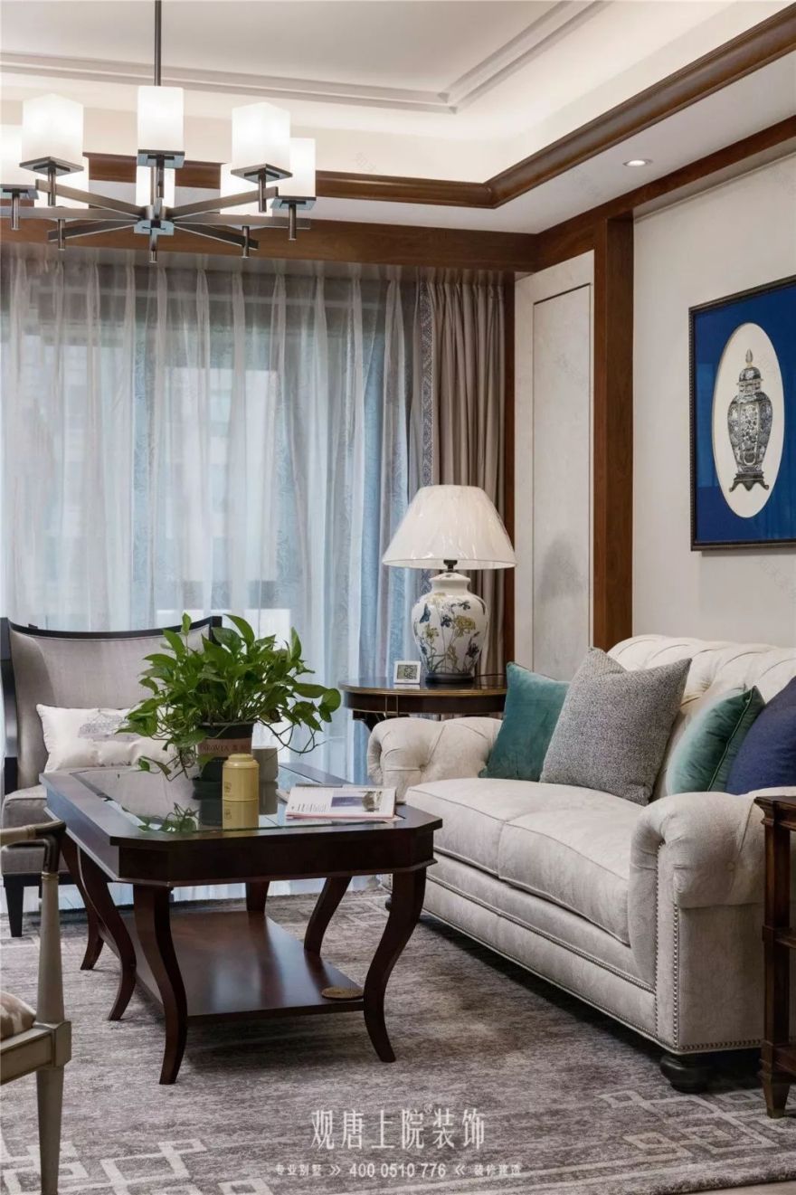 观唐上院解磊 | 香槟花园 150㎡美式中魂,定制生活热爱-19