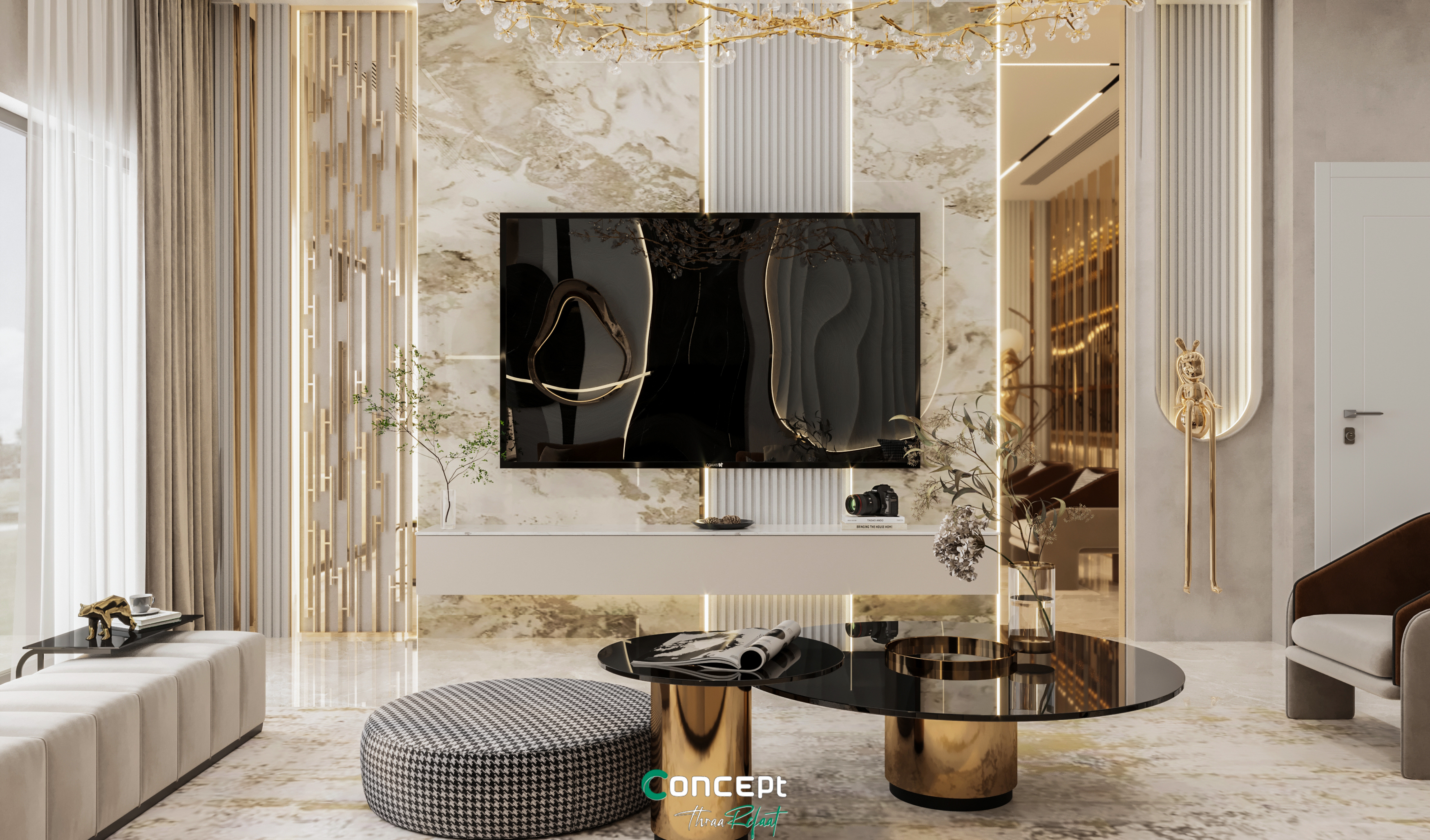 Modern living area with bar-2