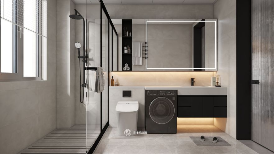 135㎡黑白灰风格住宅设计-43