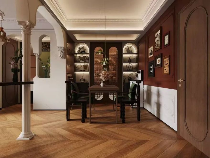 OriginalDesign|融创玖玺台142平,复古装修新玩法!配色+细节被邻居夸爆了!-49