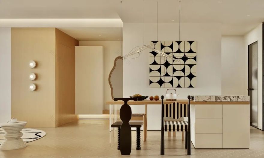 奶油原木风住宅设计丨中国天津丨东木设计-5