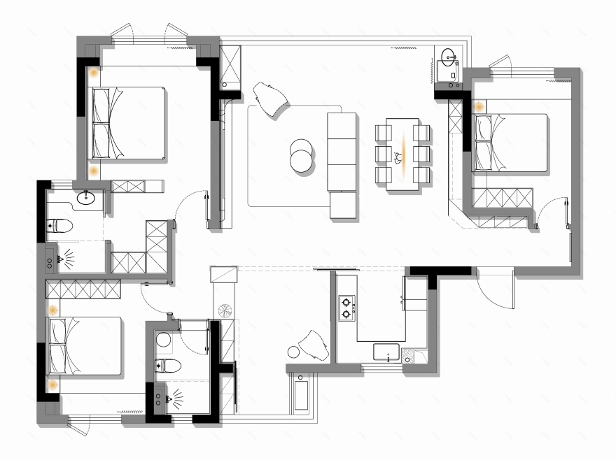 《谧径漫步》成都 137㎡现代极简设计丨中国成都丨宏福樘设计-32