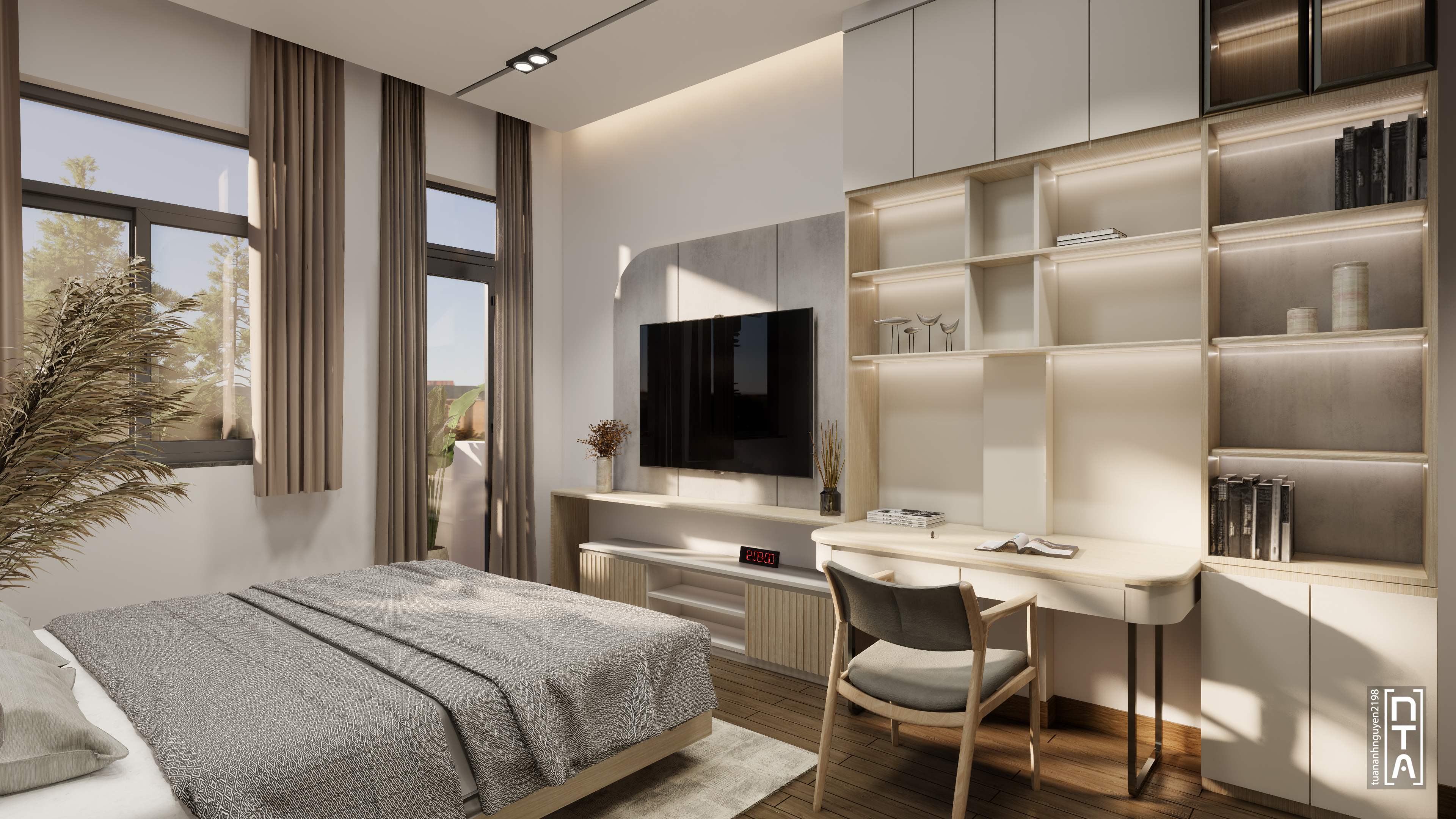 联排别墅卧室内部丨越南胡志明市丨Tuan Anh（Saigon Design）-12