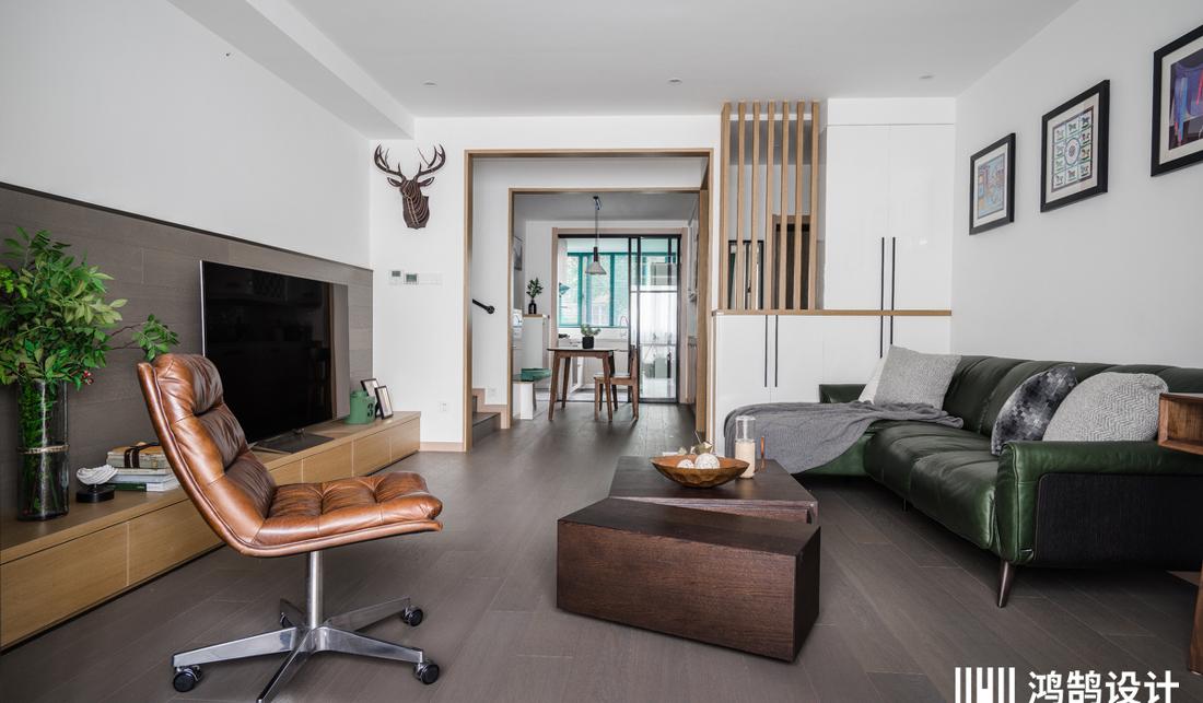 上海老弄堂情怀家居,绿色墨韵温馨一家三口-5