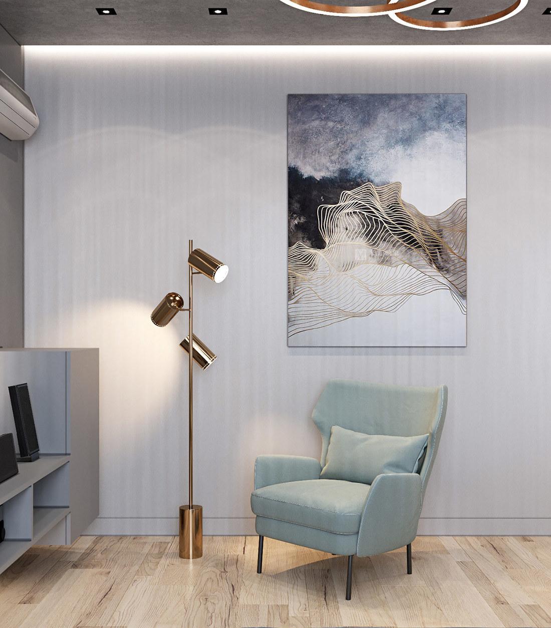 蓝色与金属元素打造的现代家居设计-27