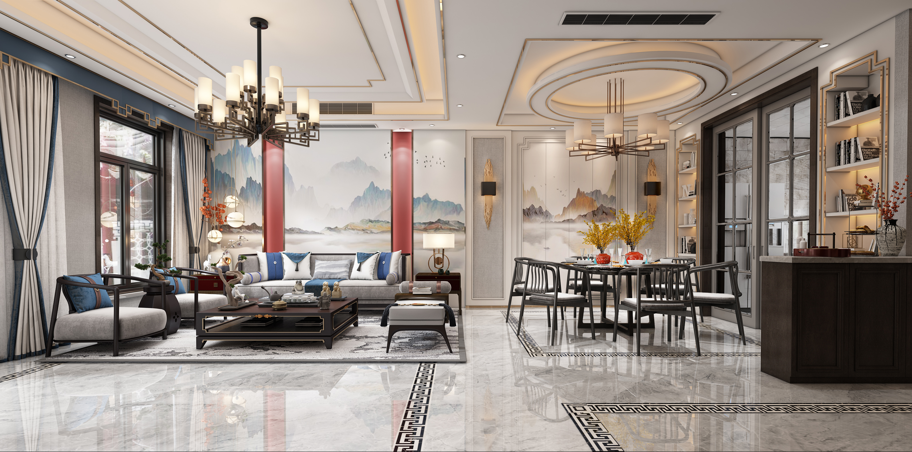 新中式别墅空间制作“雅沁”-3