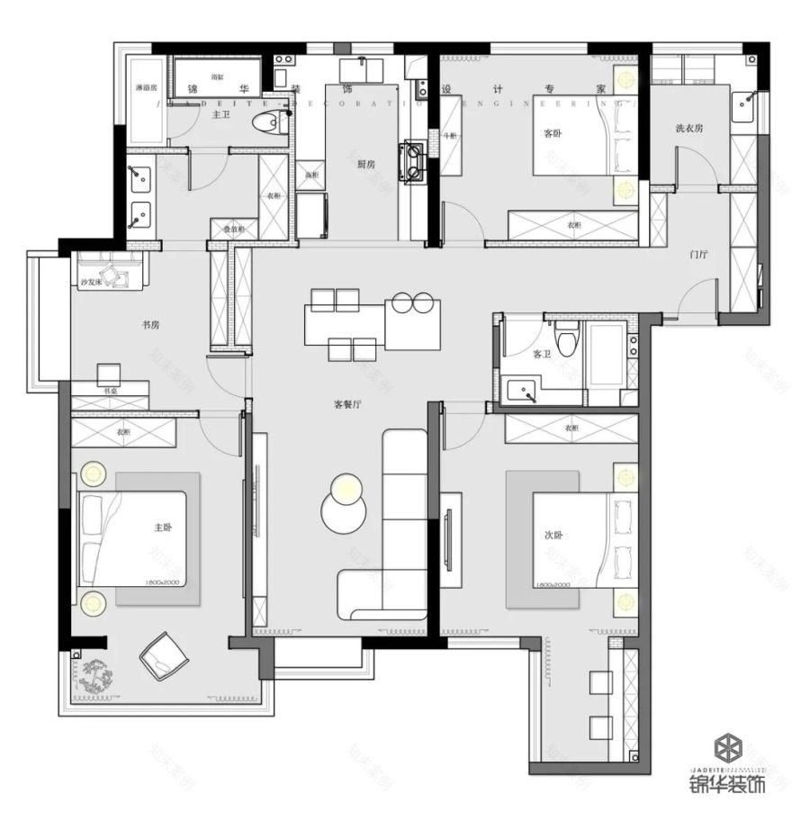 黑白灰婚房设计丨锦华装饰-11