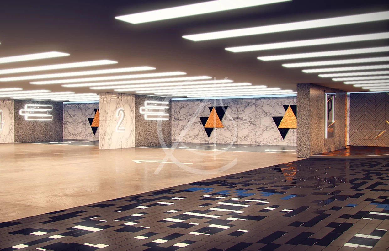 沙特阿拉伯 17 层商业中心,玻璃幕墙与经典灰黑营造高端氛围-10