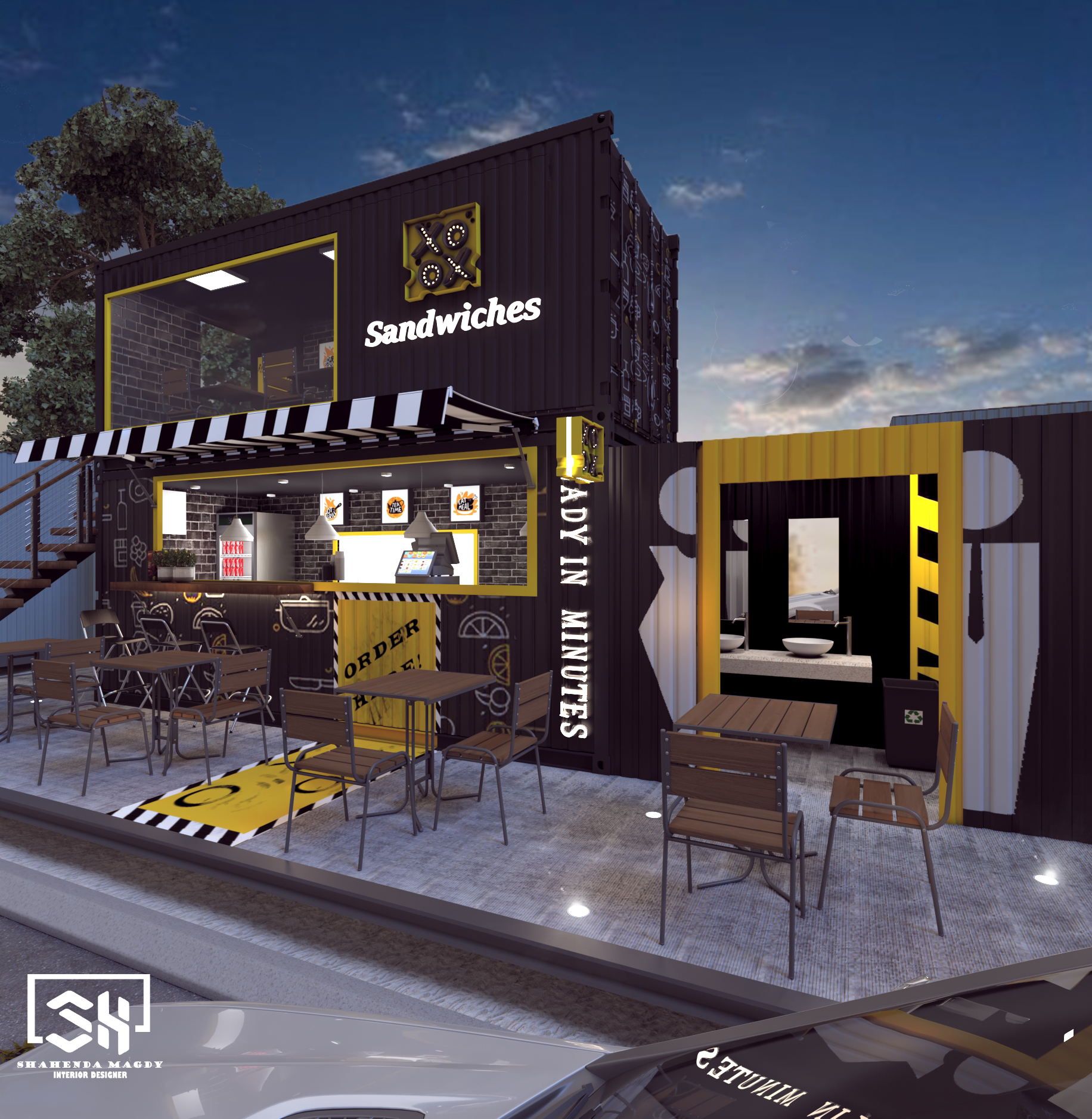 "XO" 快餐餐厅集装箱设计-8