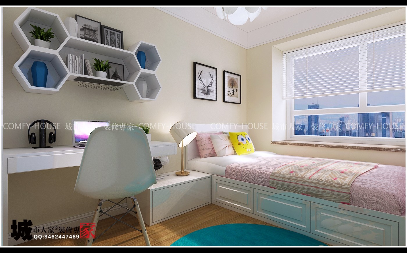 中国MALL(百步亭)两室两厅90平北欧风格装修-14