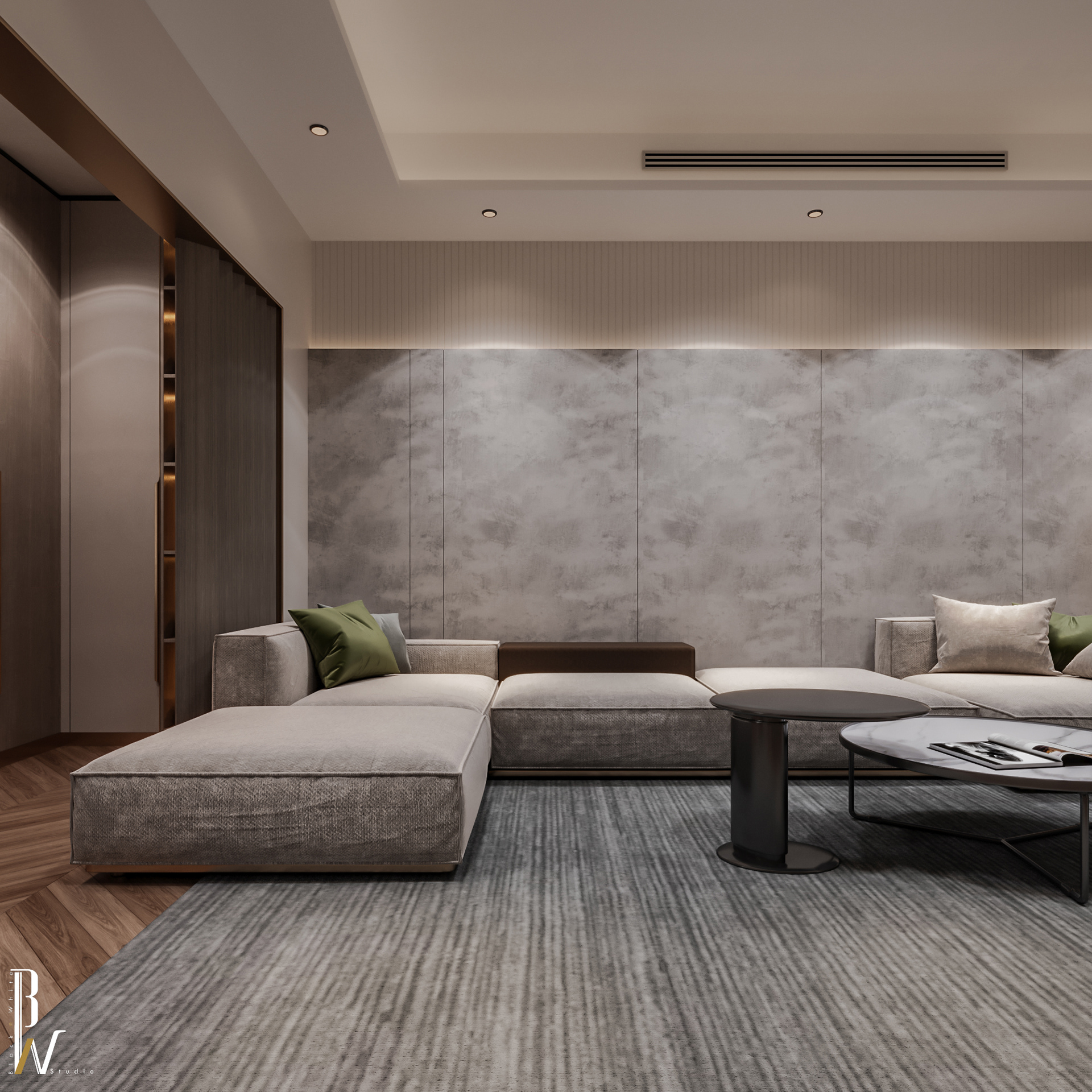 现代主卧室丨阿联酋丨Black N White-28