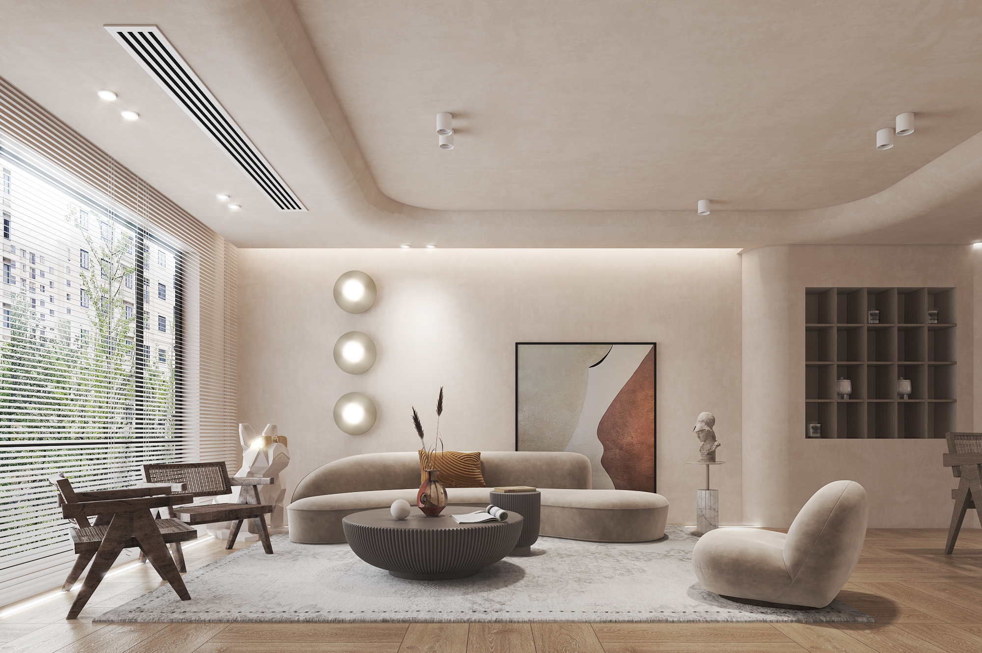 奶茶色系高级侘寂风住宅设计-6