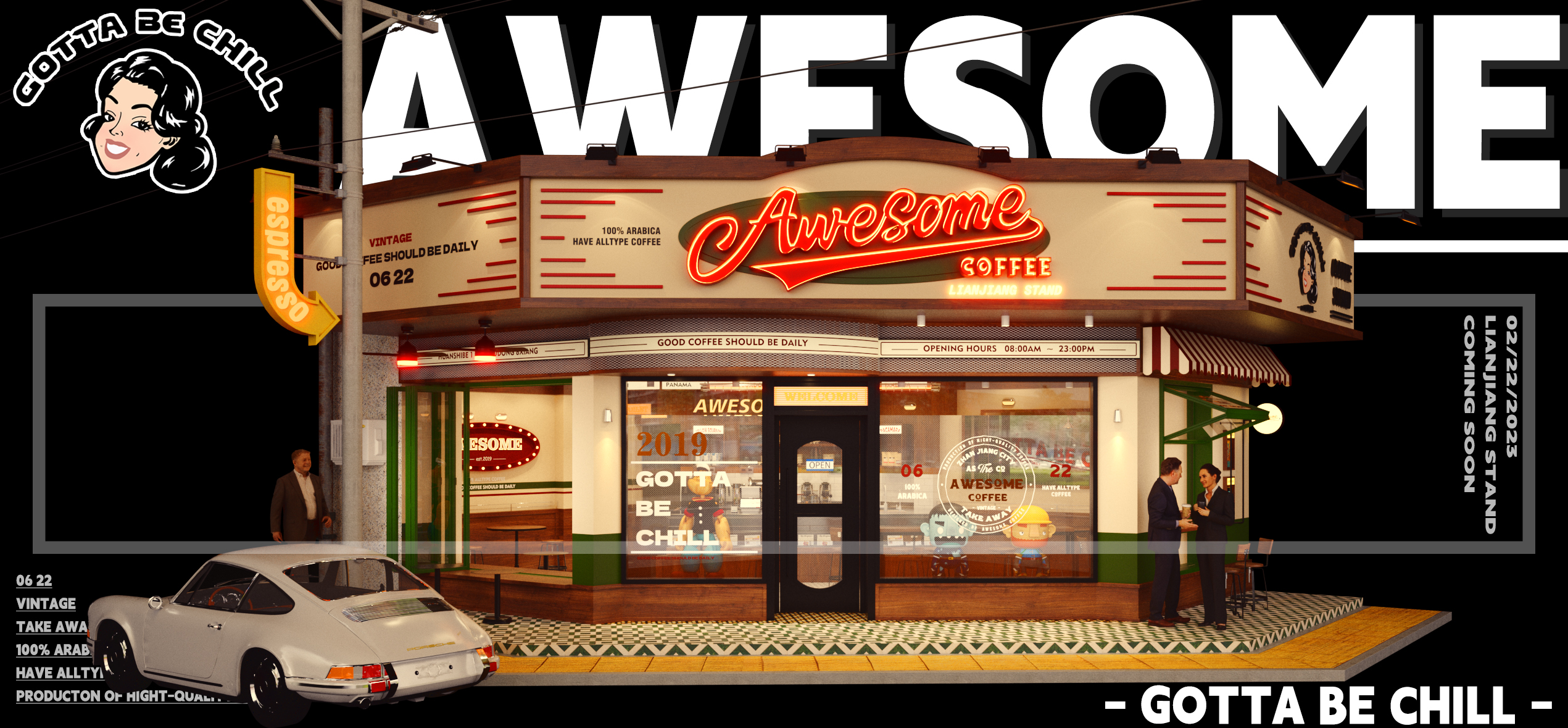 AWESOME COFFEE 阿婶咖啡#咖啡门店#门头设计#商业设计-4