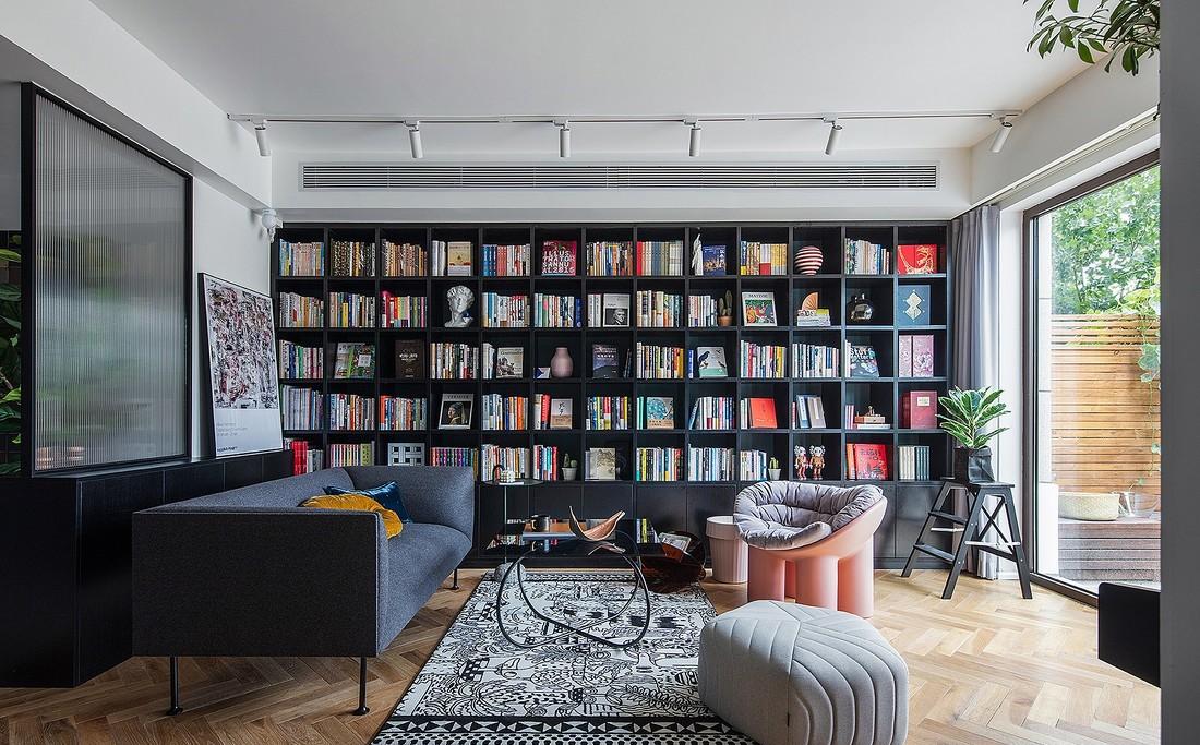 深白设计丨平层丨抛弃电视不要客厅，住进全能的复古图书馆-7