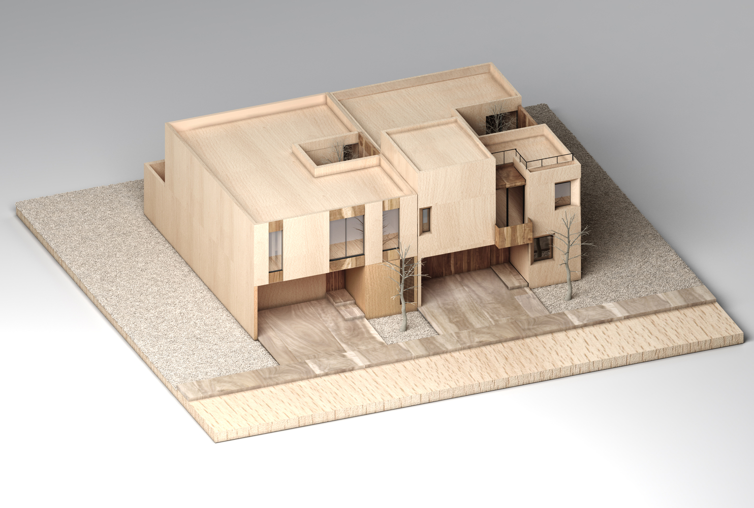 墨西哥双独栋住宅的“庭院”设计-38