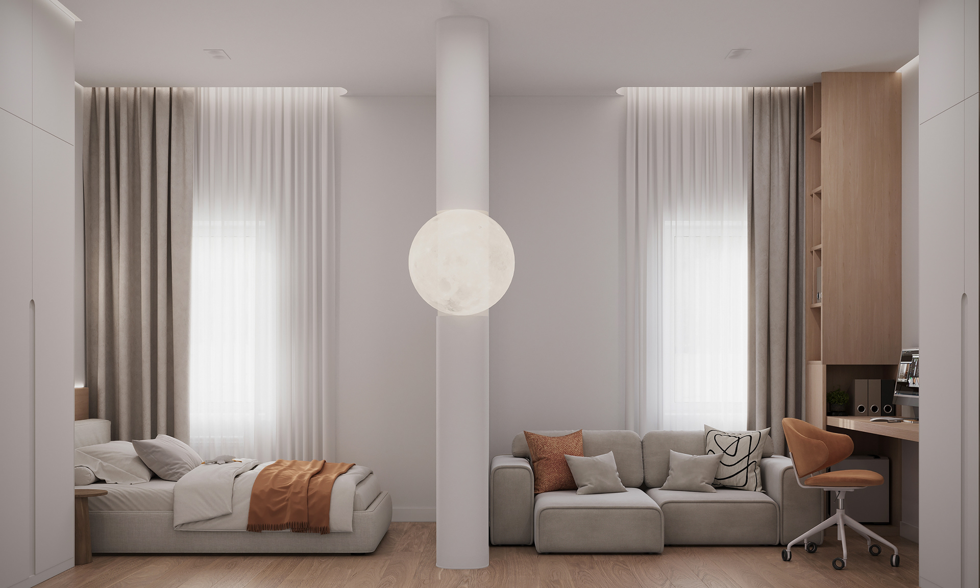 BEIGE&ORANGE 青少年美学房间丨Veronika Berezhnaya-16