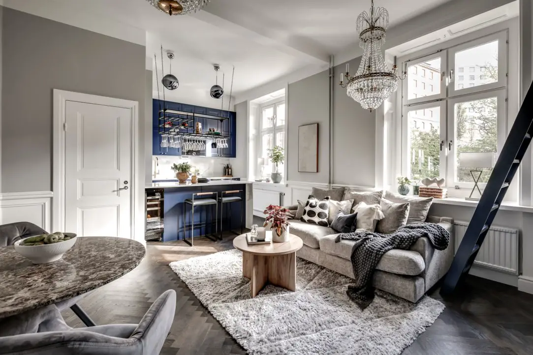 斯德哥尔摩蓝色古典公寓设计-1