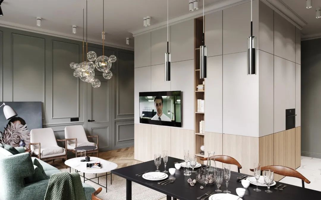 莫斯科 66㎡莫兰迪简约风公寓,玻璃隔断打造开放式空间-50