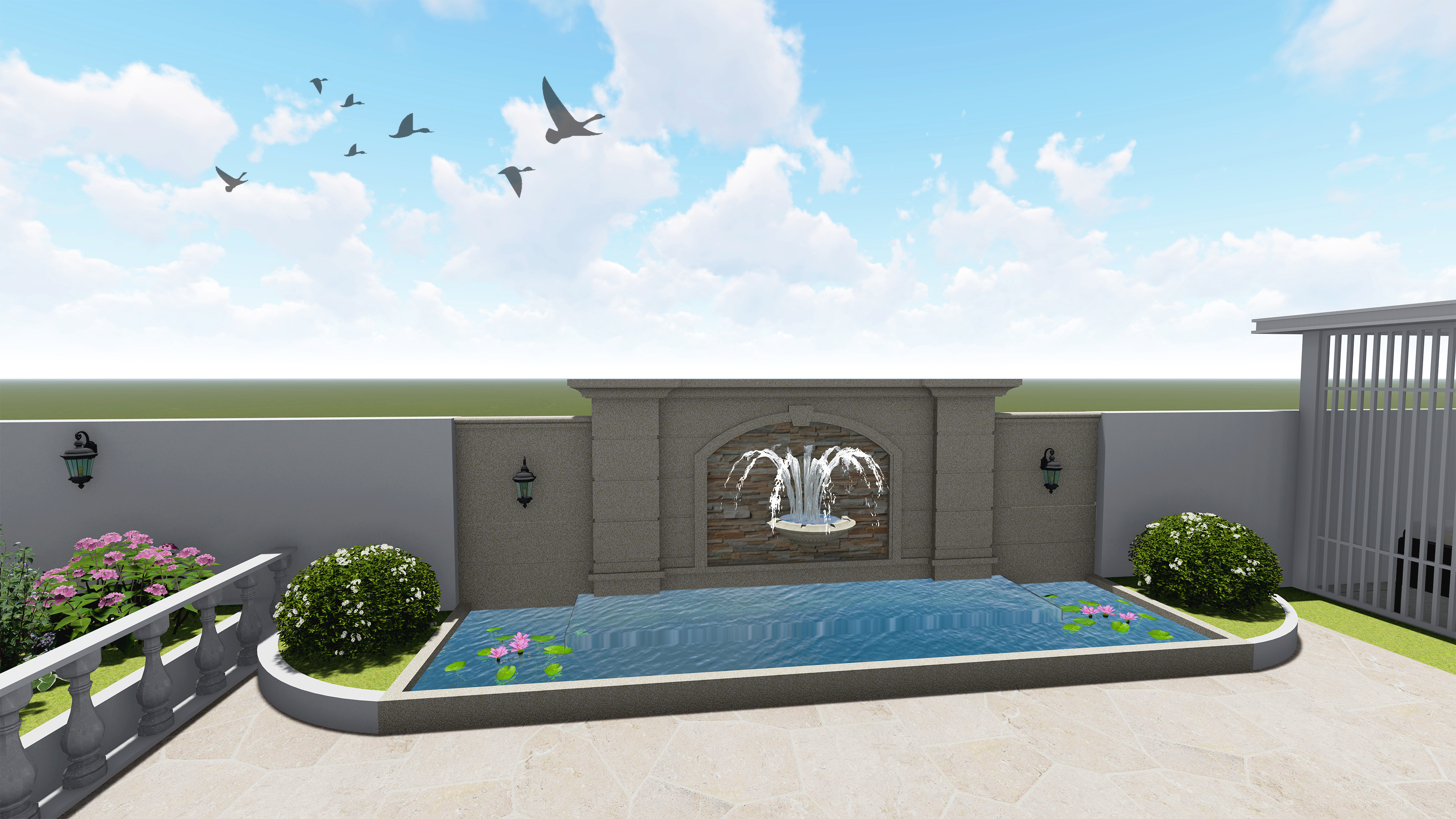 法式奶油风庭院设计-23