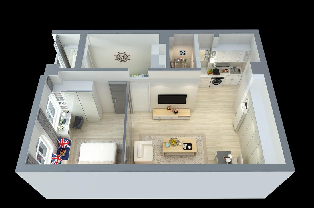 嘉鑫国际 406 户型样板间 | 暗间变明厨,集成设计满足年轻人需求-17