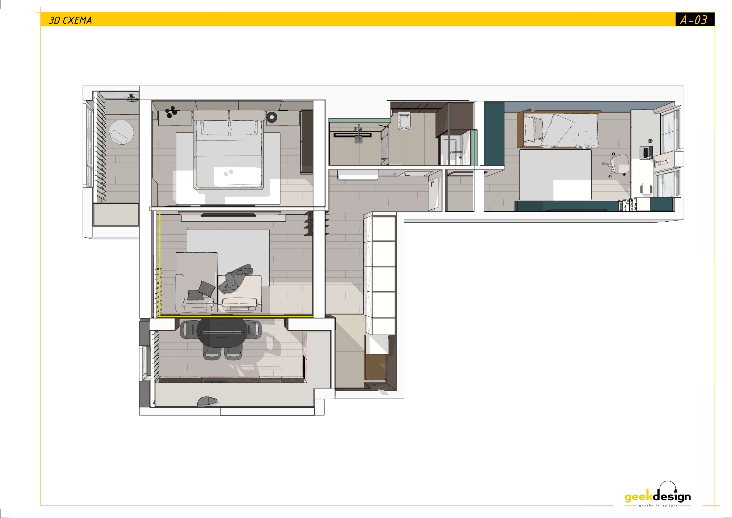2x room apartment. Technical drawing-3
