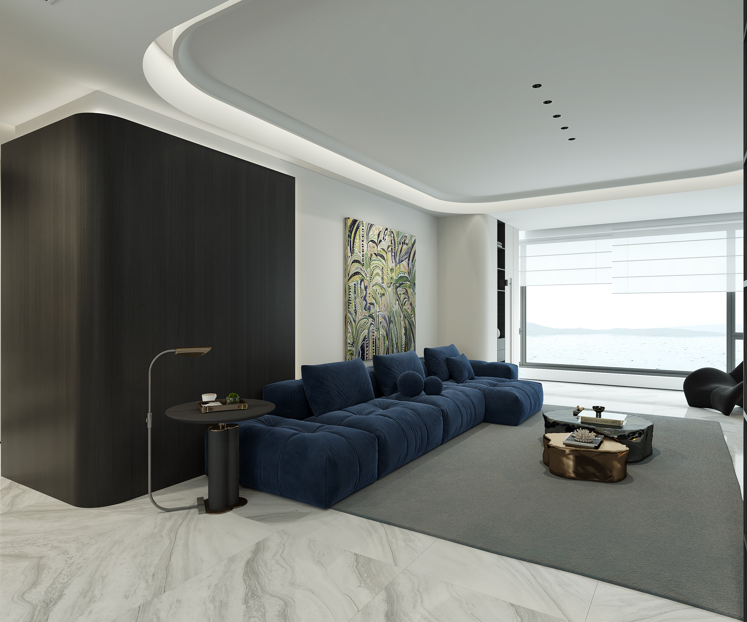 曲线与质感交织：高级感现代家居美学-1