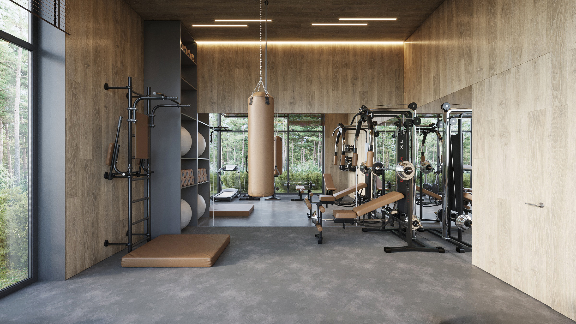 私人住宅家庭健身房设计丨Olesia Zapara-4