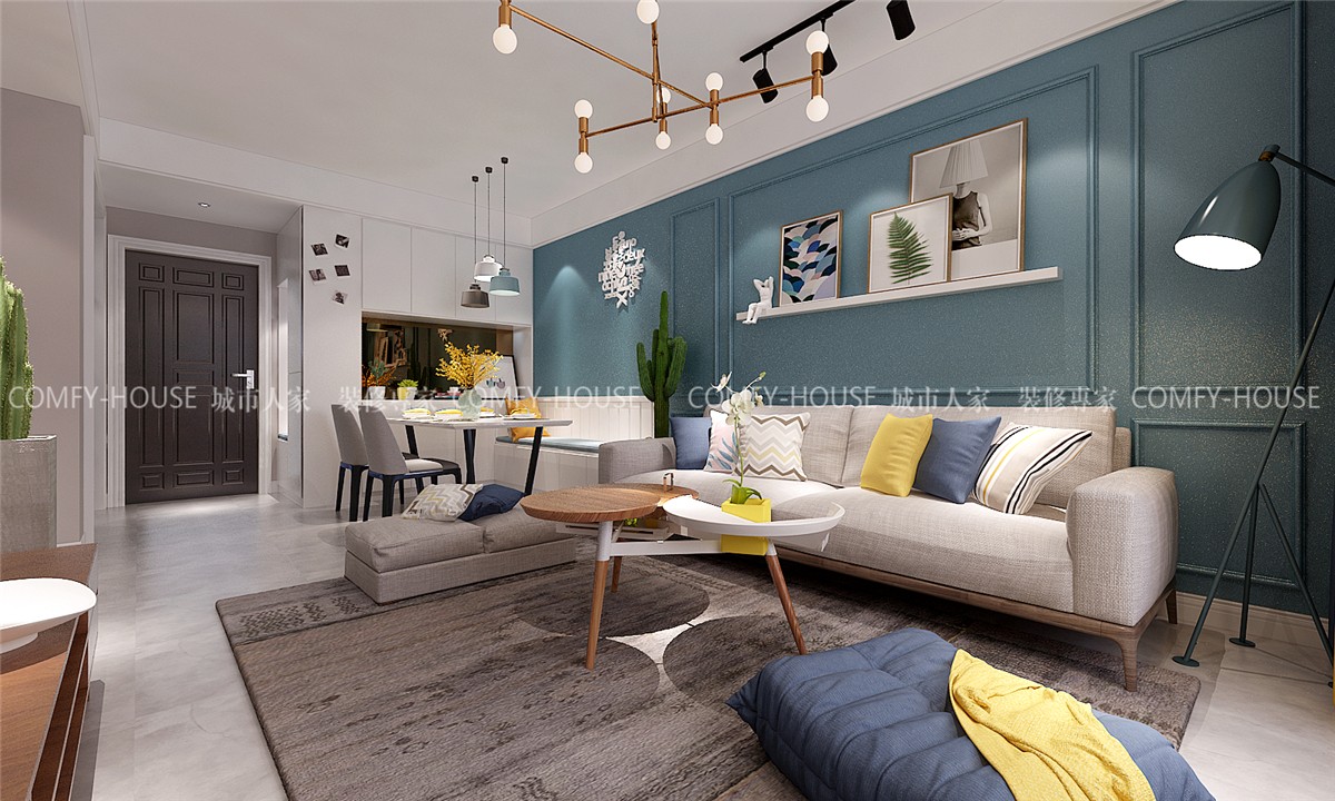 济南中垠雅苑 105 平北欧风三室两厅设计-7