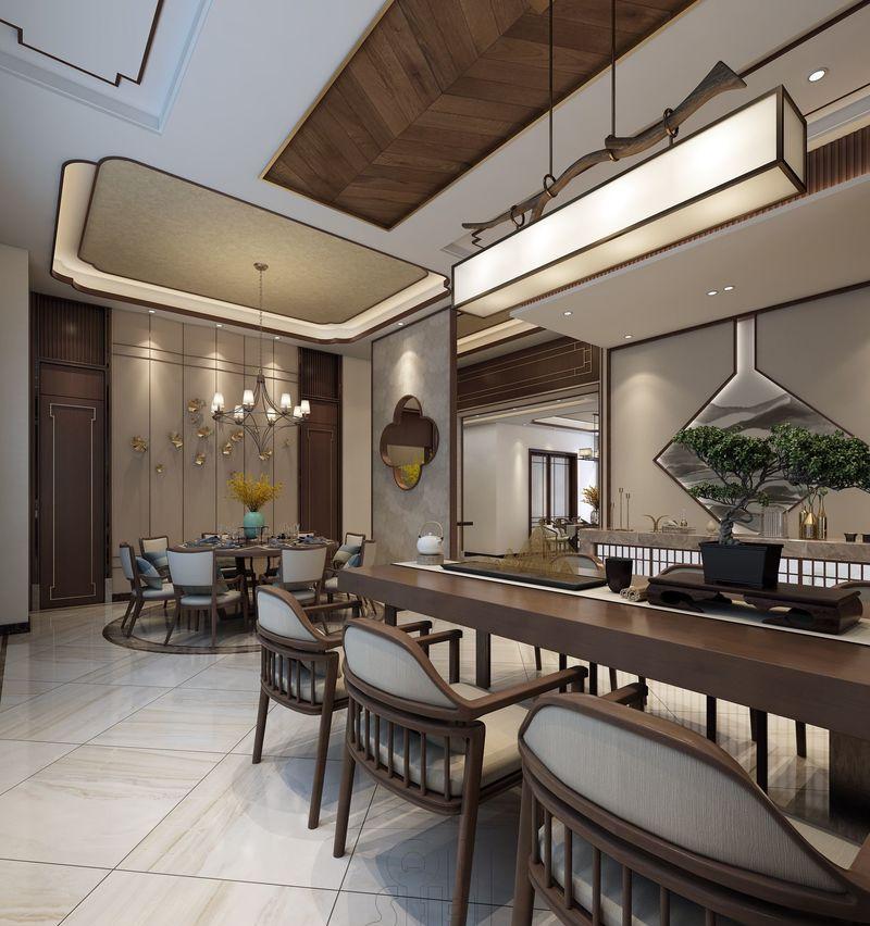 现代中式的对称美学——东方魅影双拼别墅设计-8