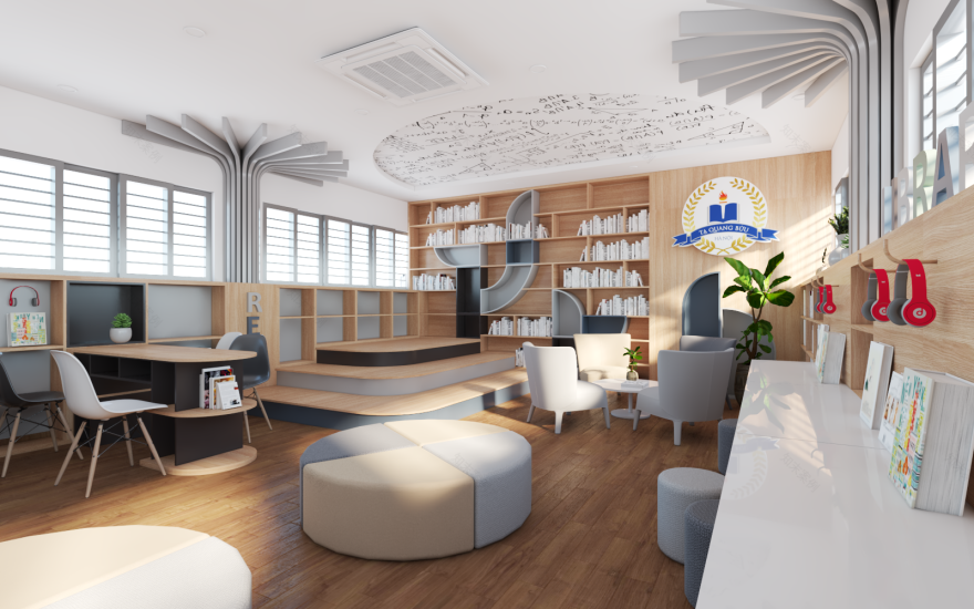 中学多媒体空间改图书馆项目丨越南河内-9