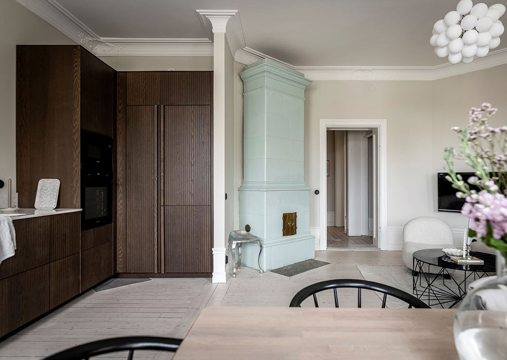 瑞典哥德堡优雅公寓 | 木质厨房与柔和色彩的完美结合-12