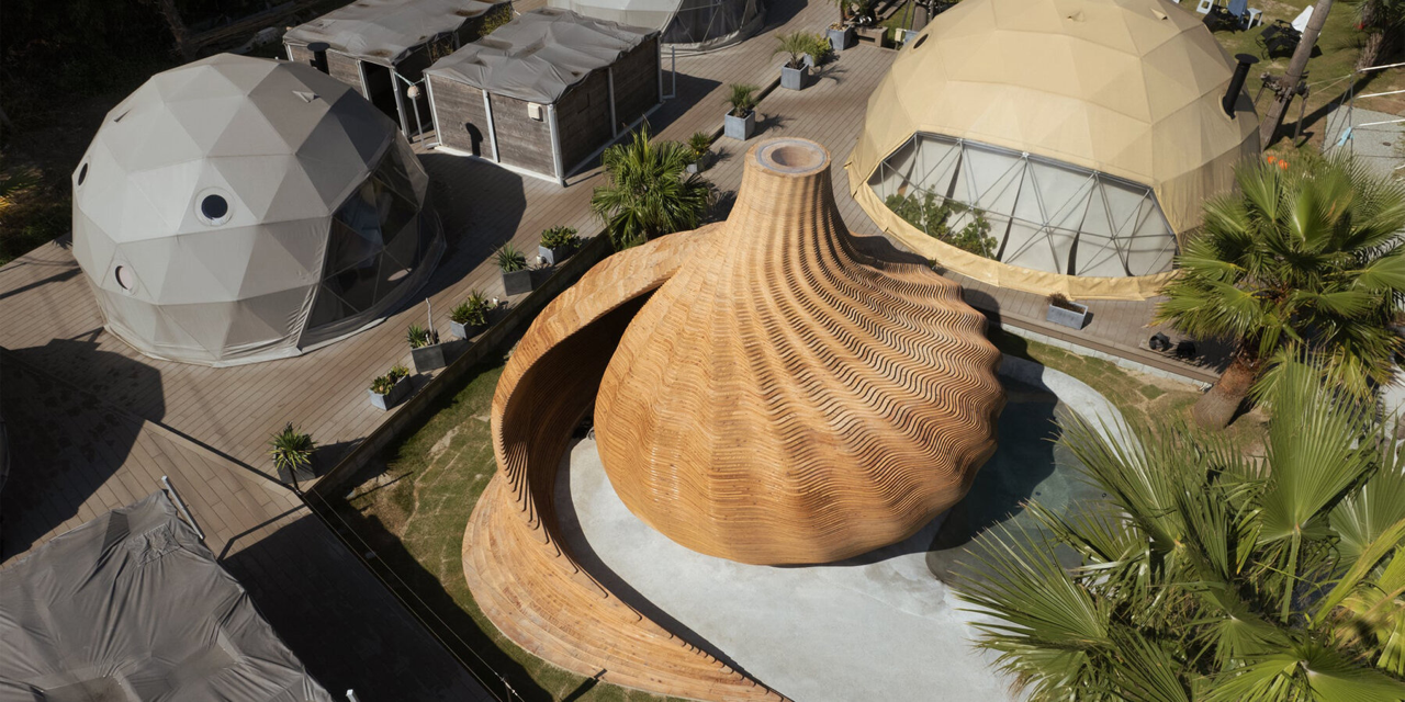 褶皱起伏的贝壳桑拿房丨日本丨隈研吾建筑事务所-9