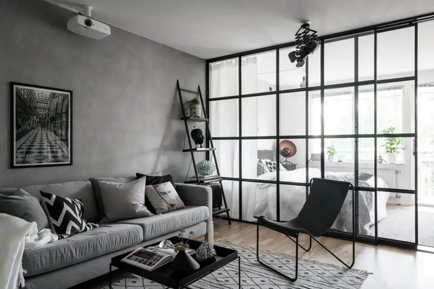 瑞典公寓巧变四居室 | 玻璃隔断打造明亮家庭空间-5