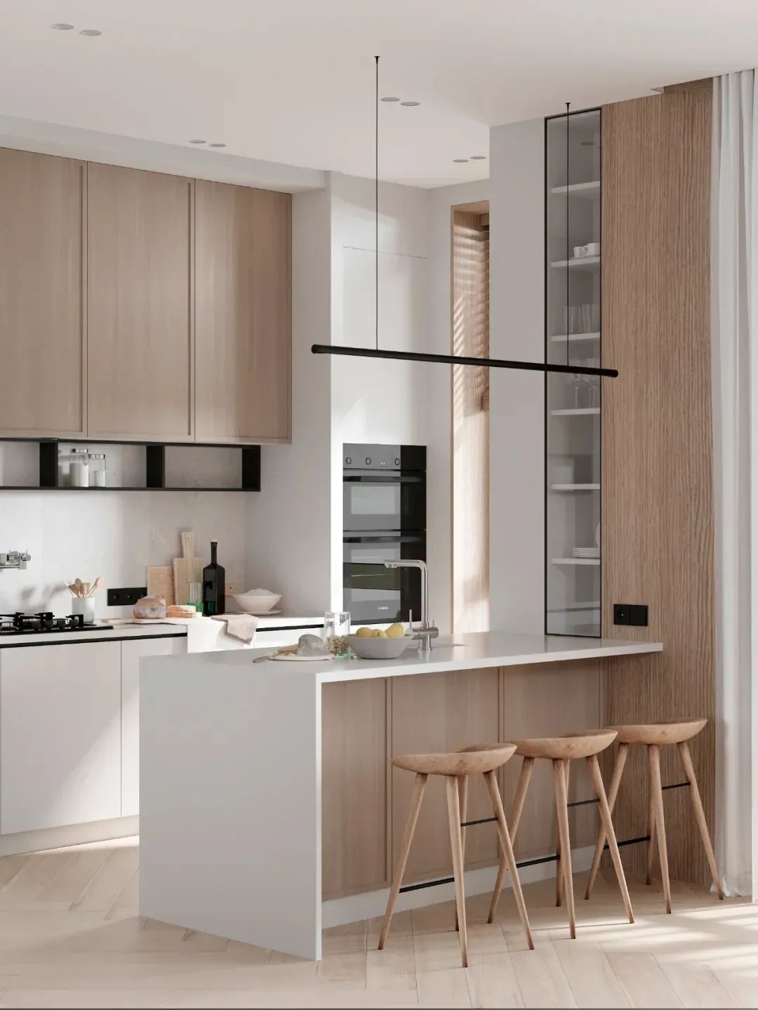 75㎡简约原木高级黑,年轻夫妇的完美之家丨Tomkin Design-26