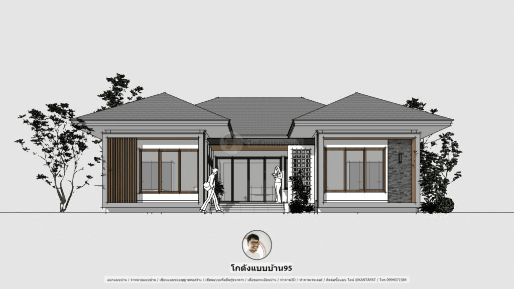 บ้านชั้นเดียวปั้นหยา P-2082 บ้านทรงปั้นหยาหลังใหญ่ 5 ห้องนอน-16
