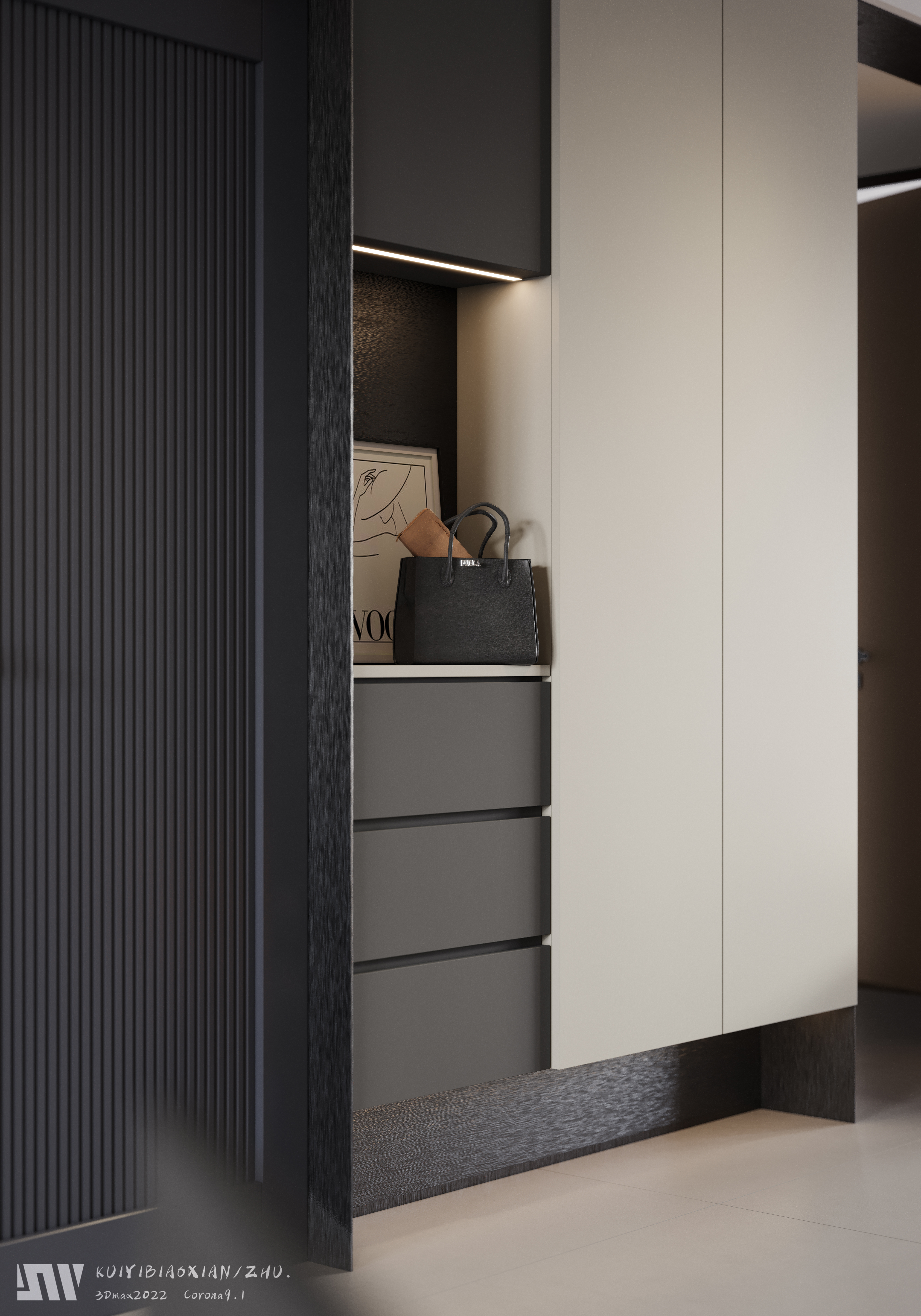 一套现代简约客厅效果图-4